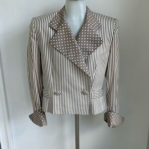 Vintage‎ Made in USA Blazer Striped with Polka Dot Collar
